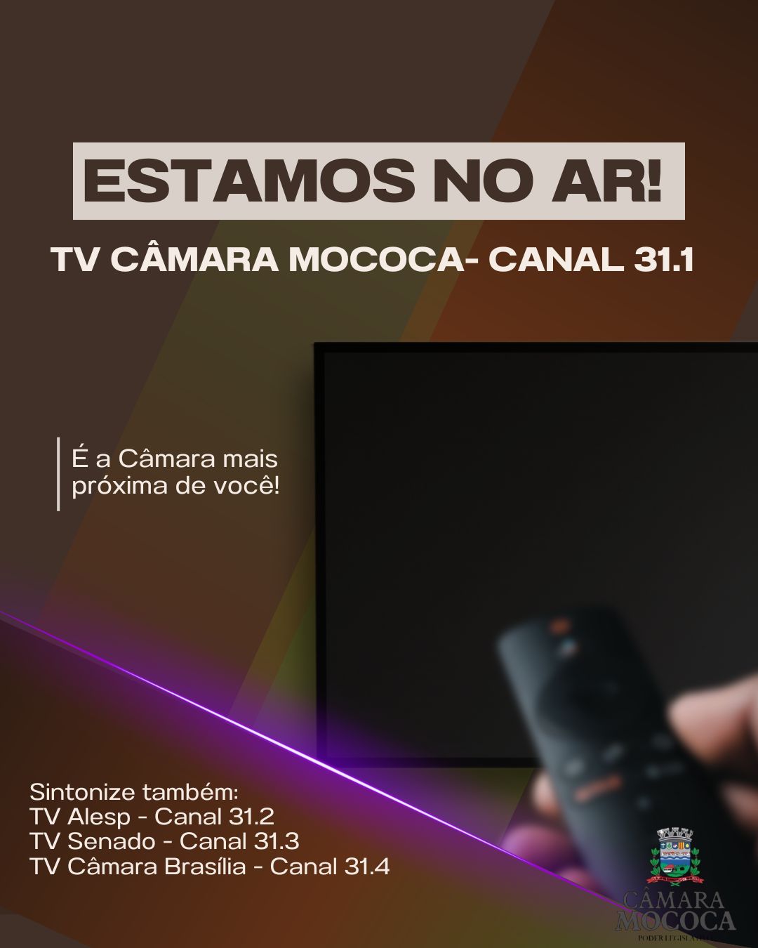 NOVIDADE EM MOCOCA - TV CÂMARA JÁ EM OPERAÇÃO NO CANAL 31.1 